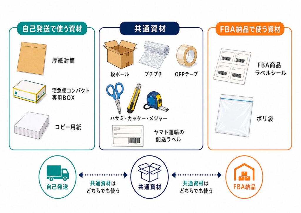 自己発送・FBA納品で使用する梱包資材一覧
