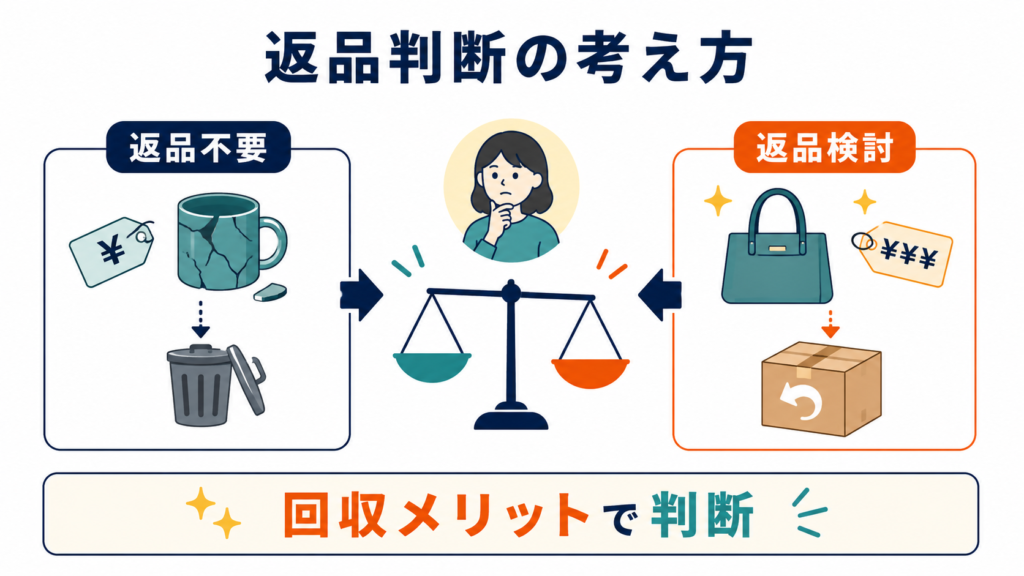 返品判断の考え方
回収メリットで判断