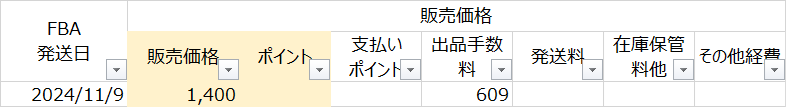 実際に使用しているExcel台帳 販売情報