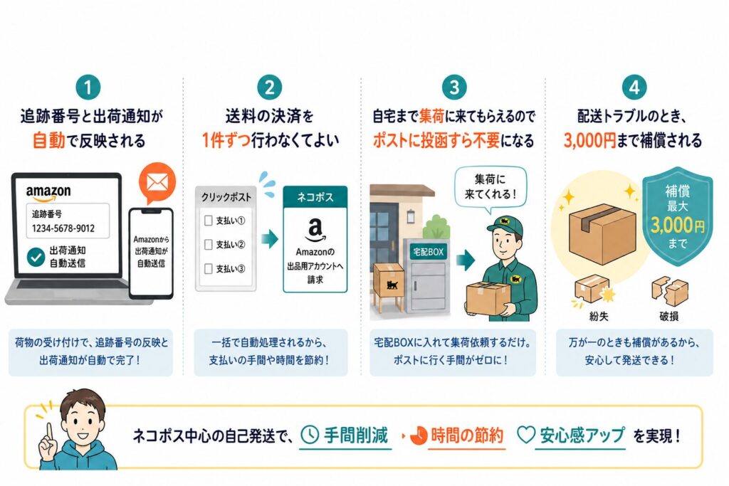 自己発送をネコポス中心に変えて効率化できたこと